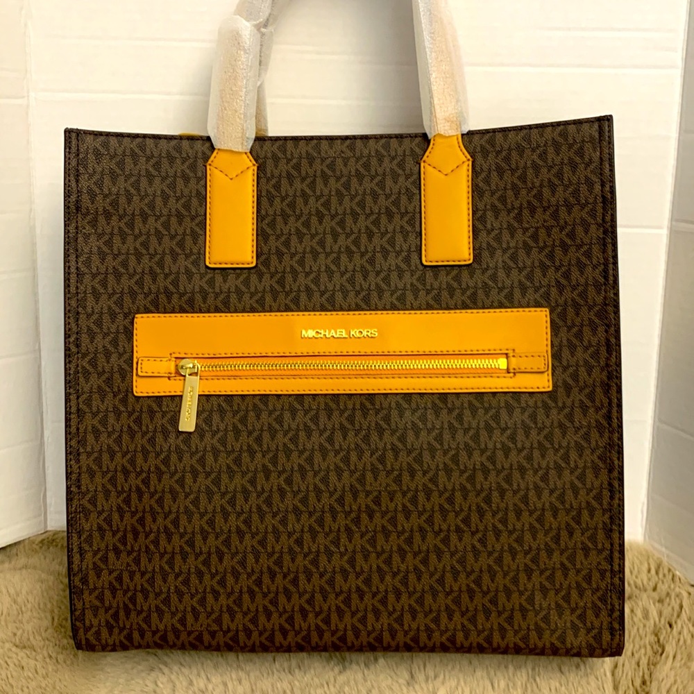Michael Kors Kenly XL Tote monogram Logo MK Marigold